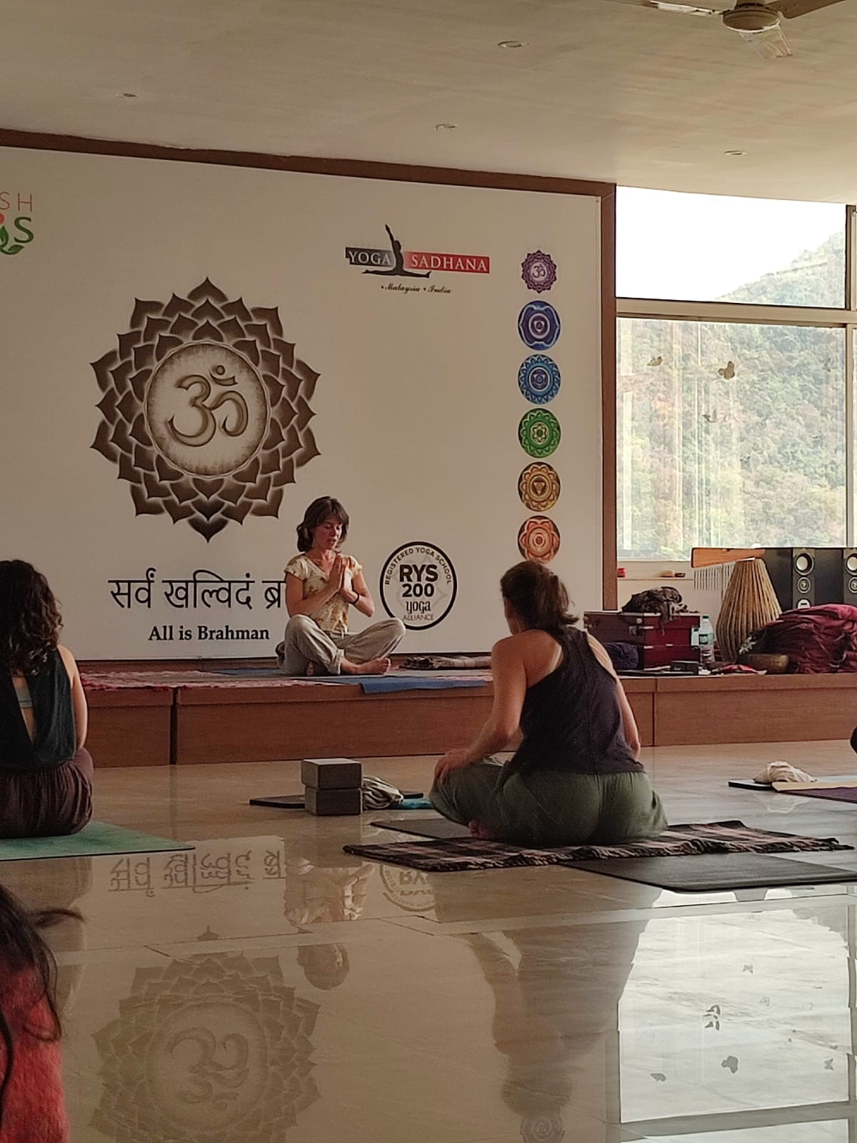 me teaching a yoga class in India